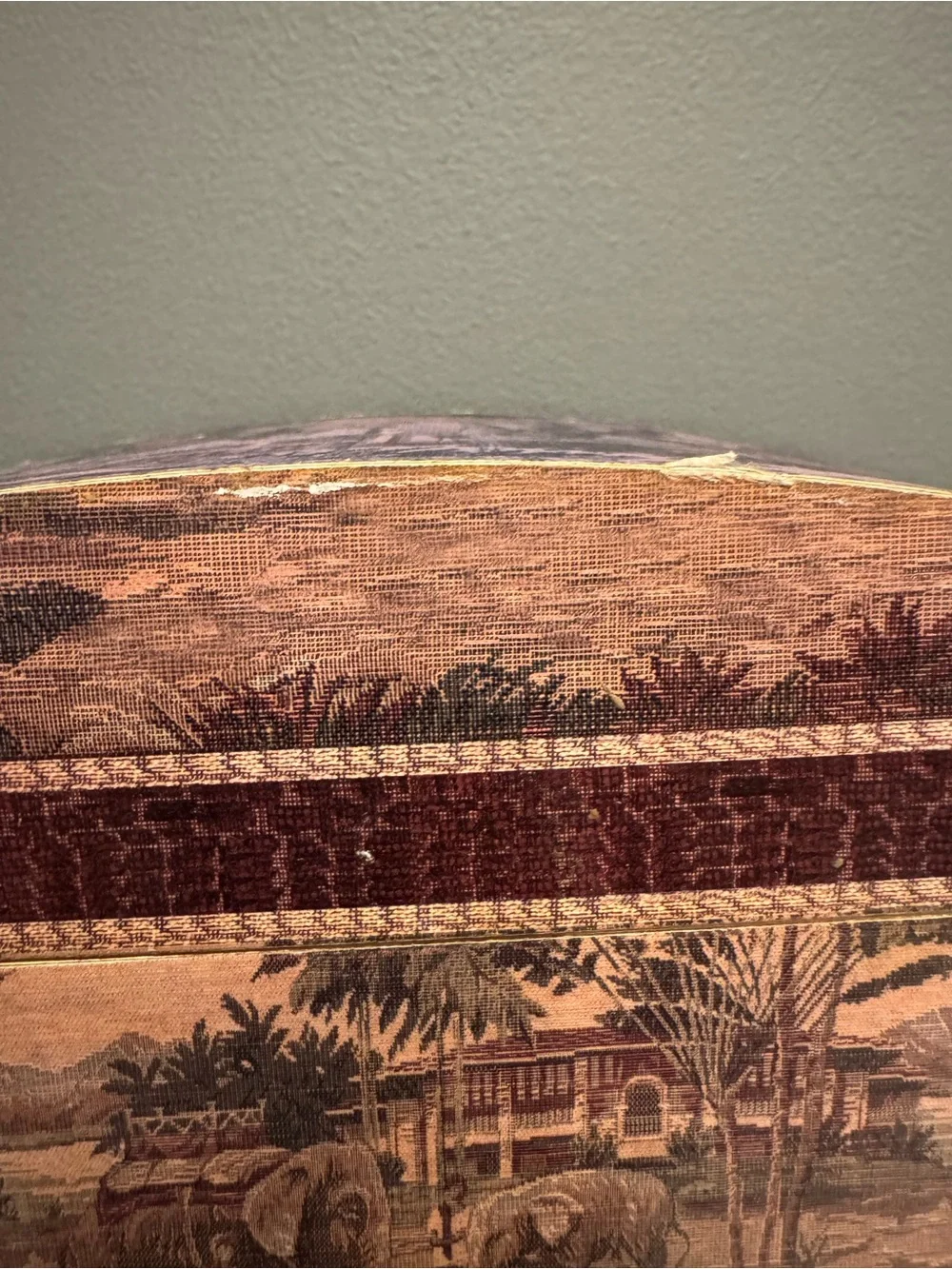 Decorative Purple Patterned Storage Box with Ring Handle